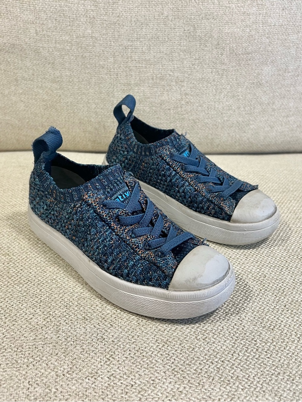 Native Jefferson C11 Toddler LiteKnit Heathered Blue Knit Sneakers Shoes